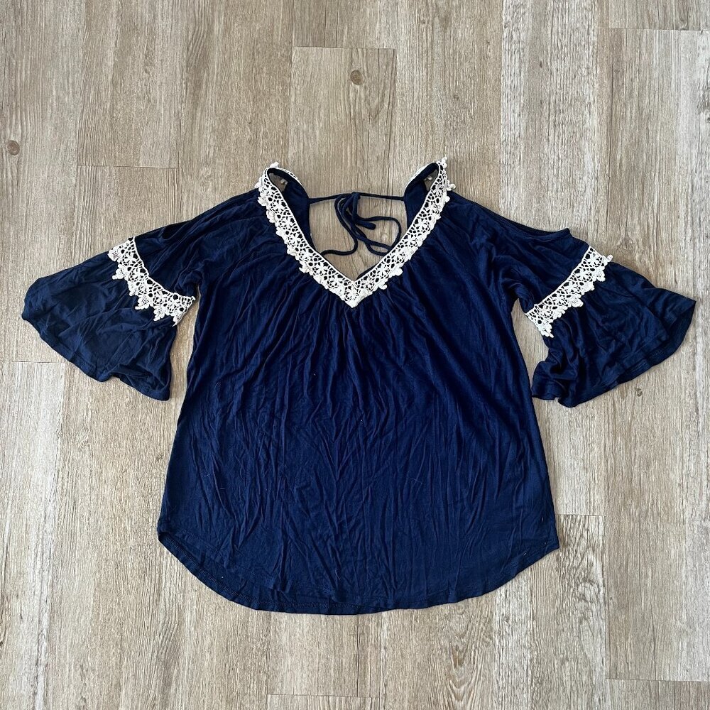 Womens Simply Styled by Sears Blue Lace Blouse - M